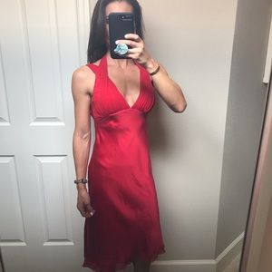Red silk dress